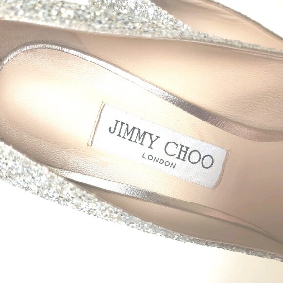 Jimmy Choo Romy Stilletto 85/100mm Champagne Glitter Pointed-Toe Pump - Picture 7 of 16